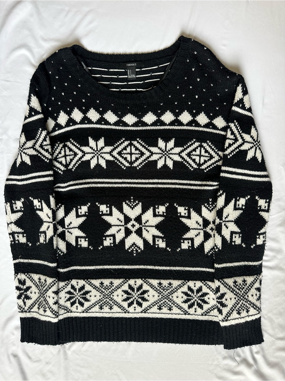 Forever 21 Black and White Fair Isle Sweater
